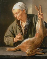 Frau mit einem toten Hasen, 1675